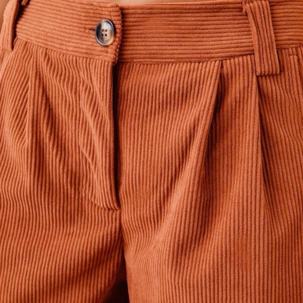 HALARA | Bombay Brown Mid Rise Button Zipper Side Pocket Casual Corduroy Pants - Picture 9 of 10